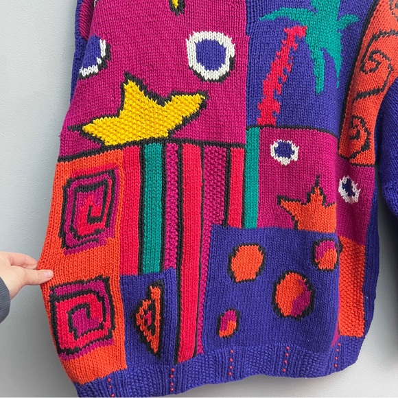 Vintage 80s/90s Hand Knit for the Limited Color Block Sweater, Size M/L - Picture 3 of 7